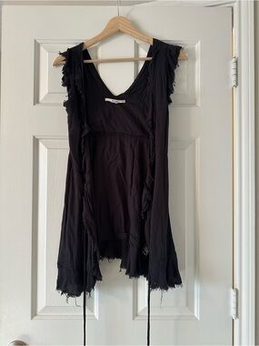 Urban Outfitters Kimchi Blue Black Ruffled Sleeveless wrap mini dress